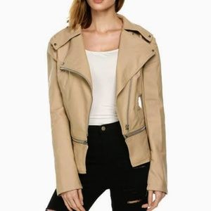 Vegan leather cream colored jacket NWOT (Med)